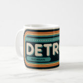 70s Retro Detroit Michigan Vintage Koffiemok (Voorkant links)
