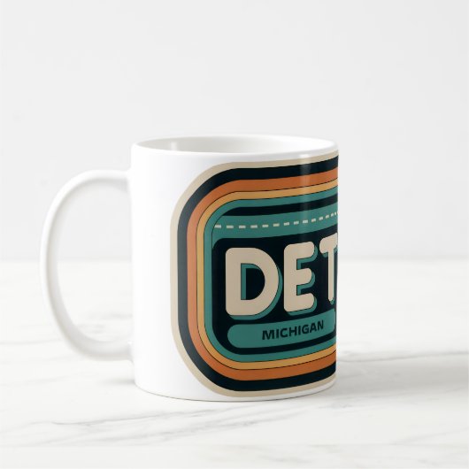 70s Retro Detroit Michigan Vintage Koffiemok (Links)