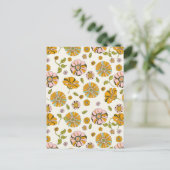 70's Retro Floral Pattern Briefkaart (Staand voorkant)