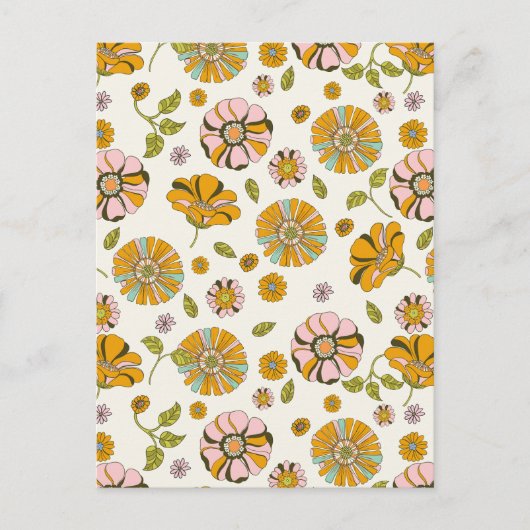 70's Retro Floral Pattern Briefkaart (Voorkant)