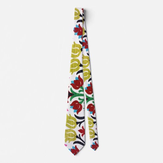 70's Retro Floral Stropdas | Primaire Stropdassen (Voorkant)