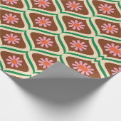 70s retro  floreel patroon cadeaupapier (Hoek)