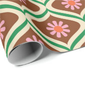 70s retro  floreel patroon cadeaupapier (Rol Hoek)