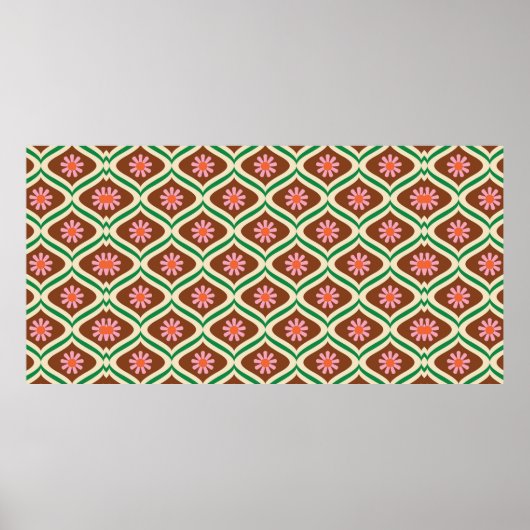 70s retro floreel patroon poster (Voorkant)