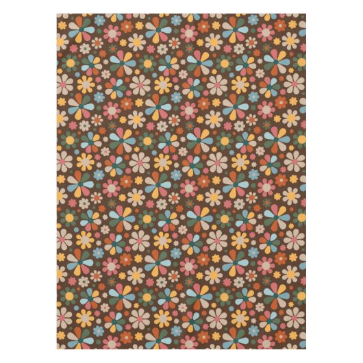 70's Retro Flower Pattern Tafelkleed (Voorkant)