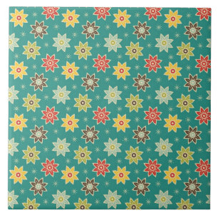 70s Retro Flower Pattern Tegeltje