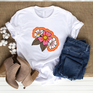 70's Retro Flowers T-shirt voor dames