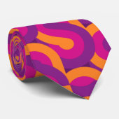 '70s retro funky pink pattern stropdas (Opgerold)