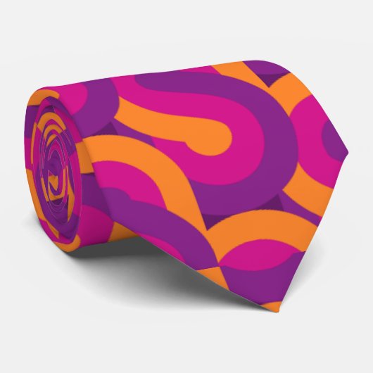 '70s retro funky pink pattern stropdas (Opgerold)