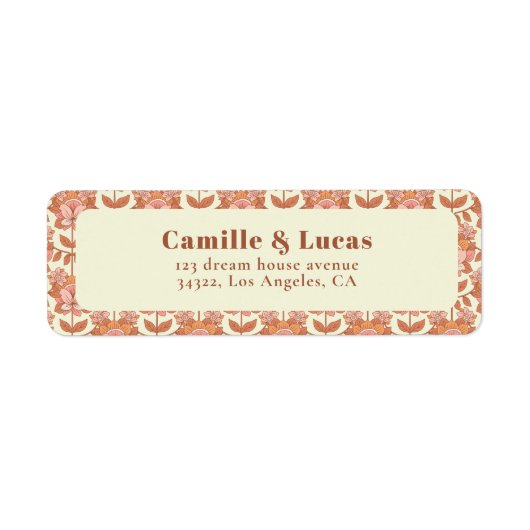 70s Retro geïnspireerd bruiloft retour adres Etiket (Voorkant)