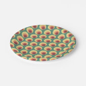 70's Retro geïnspireerd cirkelpatroon Papieren Bordje (Gekanteld)