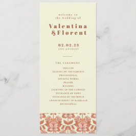 70s Retro geïnspireerd Oranje huwelijksprogramma Programmakaart