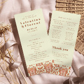 70s Retro geïnspireerd Oranje huwelijksprogramma Programmakaart