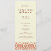 70s Retro geïnspireerd Oranje huwelijksprogramma Programmakaart (Voorkant)