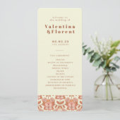 70s Retro geïnspireerd Oranje huwelijksprogramma Programmakaart (Staand voorkant)