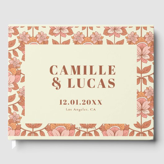 70s Retro geïnspireerde bruiloft Gastenboek (Voorkant)