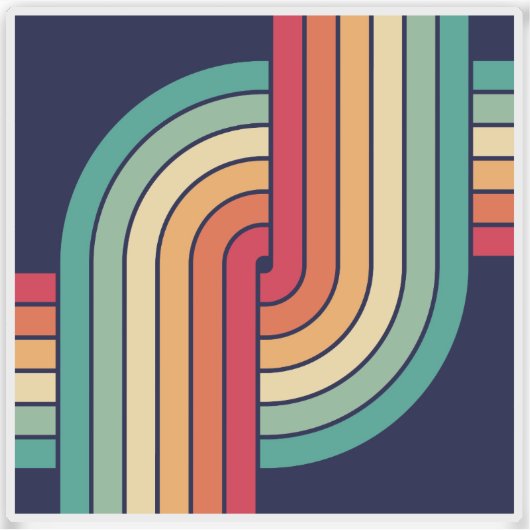 70s Retro Geometric Design Sticker (Voorkant)
