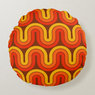 70s Retro Geometrisch Ontwerp Rond Kussen