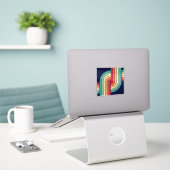 70s Retro Geometrisch Ontwerp Sticker (Laptop op bureau)