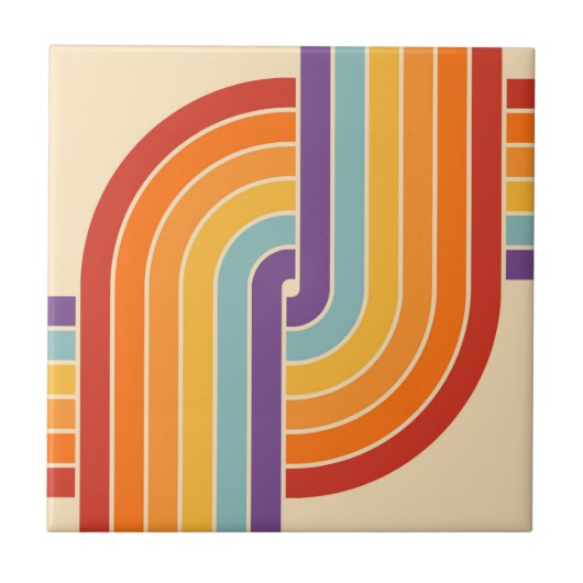 70s Retro Geometrisch Ontwerp Tegeltje (Voorkant)