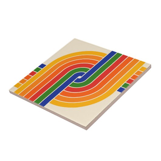 70s Retro Geometrisch Ontwerp Tegeltje (Zijkant)