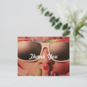 70's Retro Girl Bedankt Briefkaart (Staand voorkant)