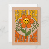 70's Retro glimlende Daisy Flower Briefkaart (Voorkant / Achterkant)