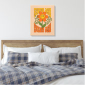 70's Retro glimlende Daisy Flower Canvas Afdruk (Insitu (Slaapkamer))