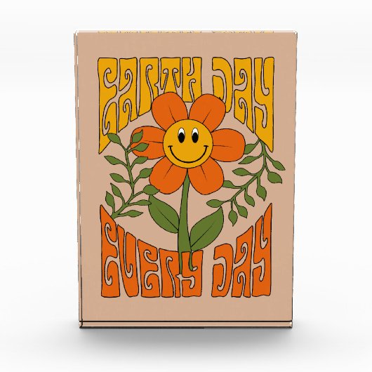 70's Retro glimlende Daisy Flower Fotoblokken (Voorkant)