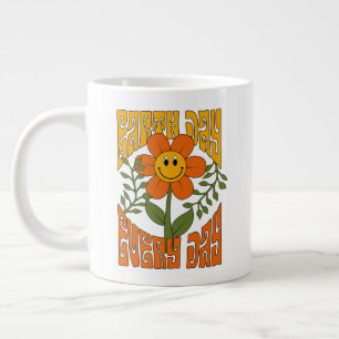 70's Retro glimlende Daisy Flower Grote Koffiekop