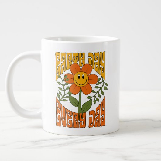 70's Retro glimlende Daisy Flower Grote Koffiekop (Links)