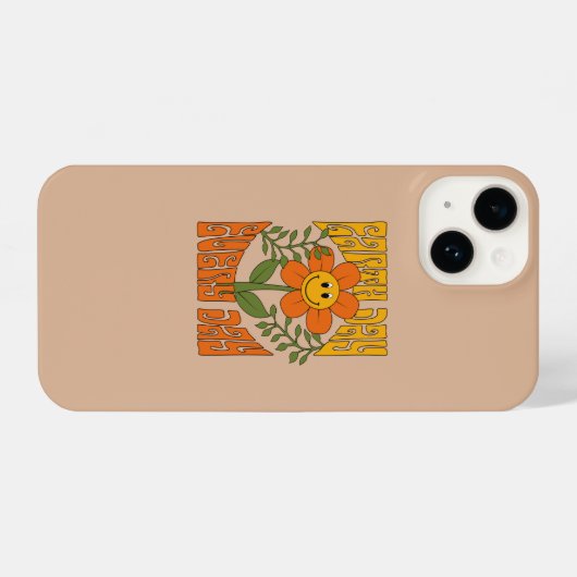 70's Retro glimlende Daisy Flower iPhone Hoesje (Achterkant horizontaal)