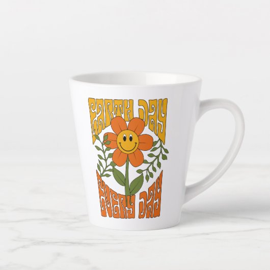 70's Retro glimlende Daisy Flower Latte Mok (Rechts)