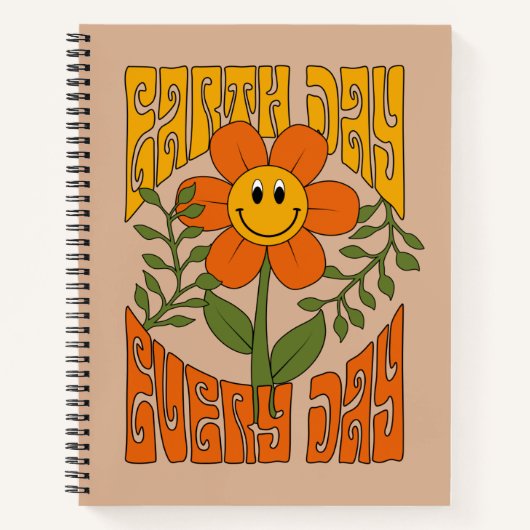 70's Retro glimlende Daisy Flower Notitieboek (Voorkant)