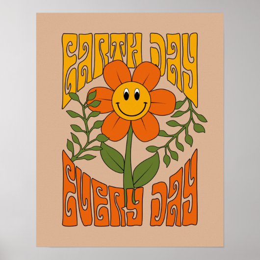 70's Retro glimlende Daisy Flower Poster (Voorkant)