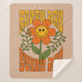 70's Retro glimlende Daisy Flower Sherpa Deken (Voorkant)