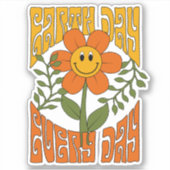 70's Retro glimlende Daisy Flower Sticker (Voorkant)
