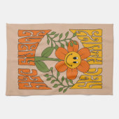 70's Retro glimlende Daisy Flower Theedoek (Horizontaal)