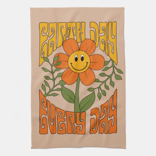 70's Retro glimlende Daisy Flower Theedoek (Verticaal)