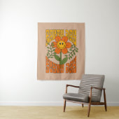 70's Retro glimlende Daisy Flower Wandkleed (In situ)