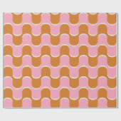 70s retro  golvy patroon in goud en roze cadeaupapier (Vlak)