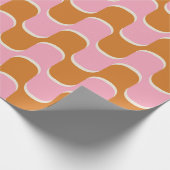 70s retro  golvy patroon in goud en roze cadeaupapier (Hoek)