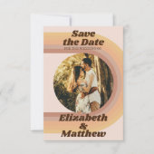 70s Retro Groovy Arch Funky Foto Save The Date (Voorkant)