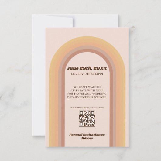 70s Retro Groovy Arch Funky Foto Save The Date (Achterkant)