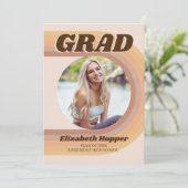 70s Retro Groovy Arch Funky Photo Afstuderen Kaart (Staand voorkant)