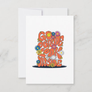 70s retro groovy bloemetjes glimlach gezicht gaan bedankkaart
