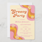 70s Retro Groovy Feest Madeliefjes Perzik Verjaard Kaart (Voorkant)