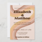 70s Retro Groovy Lines Funky Foto Bruiloft Kaart (Voorkant)