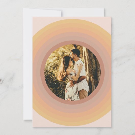 70s Retro Groovy Lines Funky Foto Bruiloft Kaart (Achterkant)