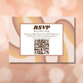 70s Retro Groovy Lines Funky QR Code RSVP Kaart